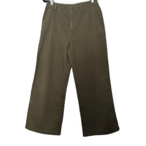 Gap Wide Leg Chino Pants Womens 8 Petite Olive Green Cropped High Rise Casual